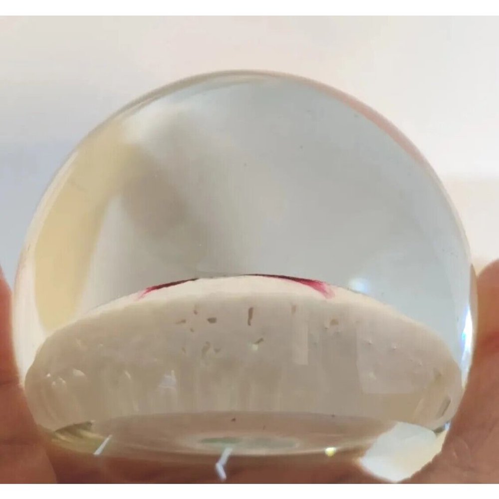 Murano Glass? LAMPWORK Poinsettia FLOWER Marshmallow White "SNOW" Paperweight - Picture 8 of 13